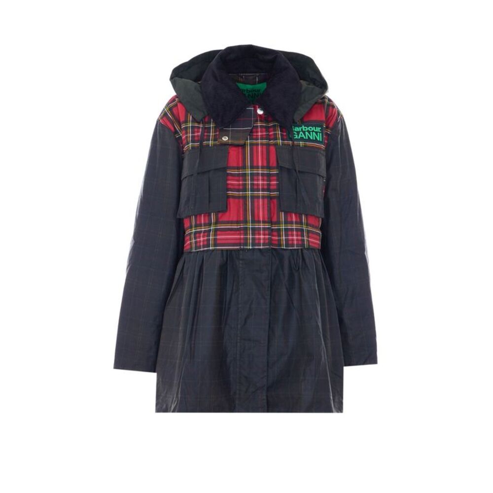 Barbour X Ganni Women Tartan Peplum Wax Jacket